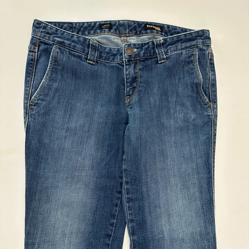 Express Stella Bootleg Jeans Size 12 Dark Wash Embroidered Bootcut‎ Denim 21224